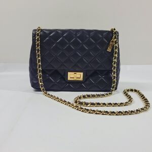 G by Giuliana Black Label Quilted Lamb Leather Crossbody Black NEW